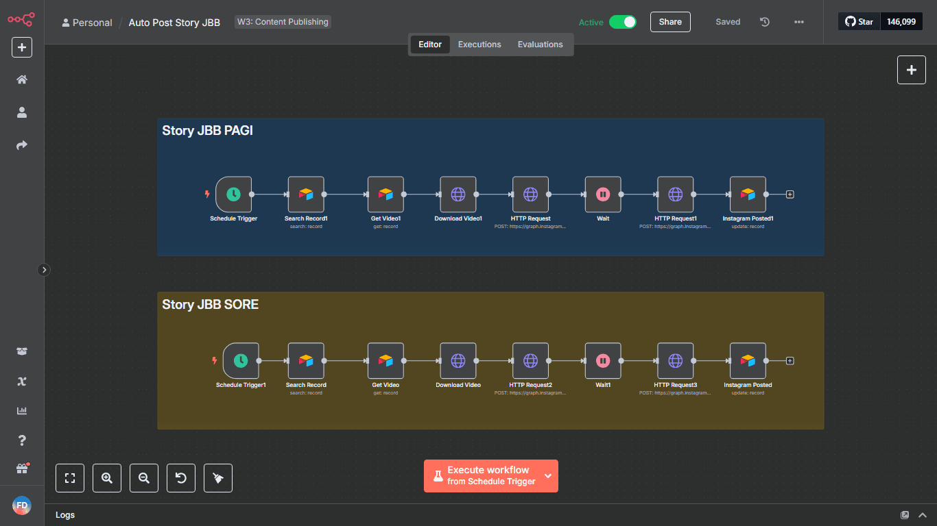 Workflow Auto Post Story JBB